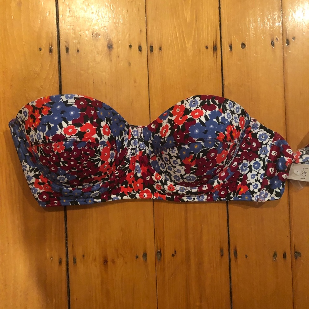NWT: LOFT Strapless Bandeau Bikini Top, Halter, XL